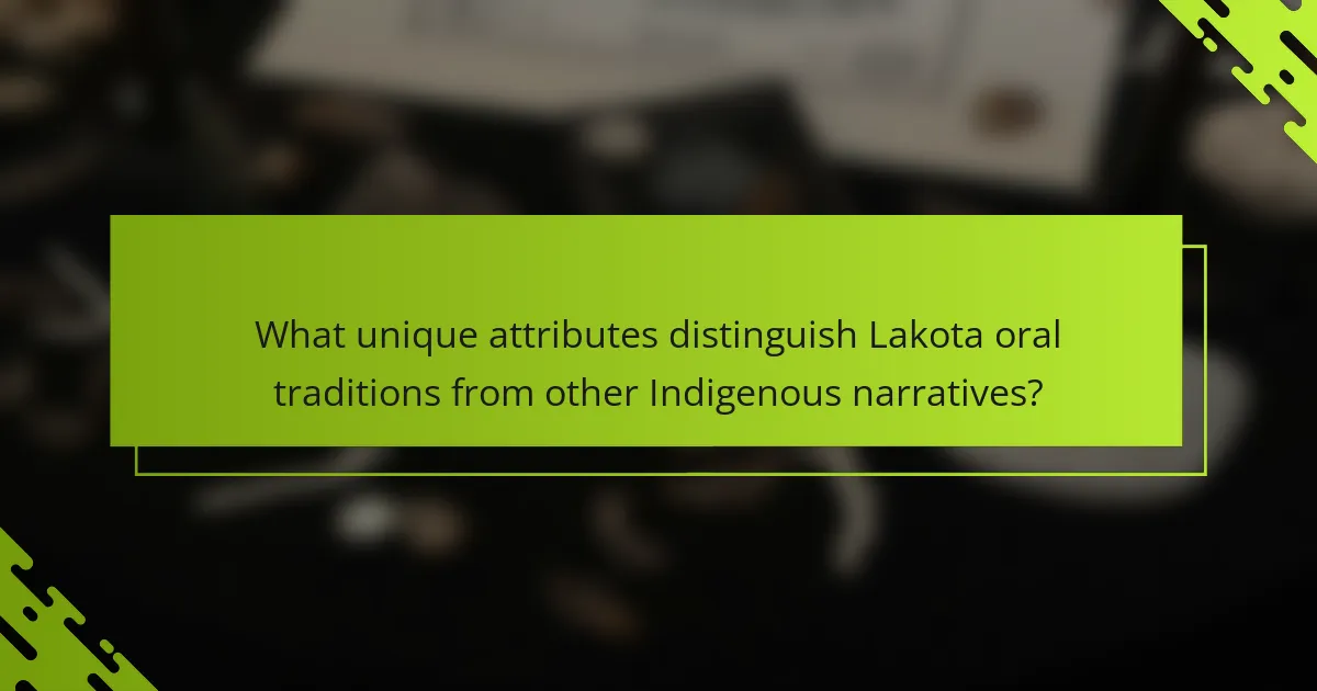 What unique attributes distinguish Lakota oral traditions from other Indigenous narratives?