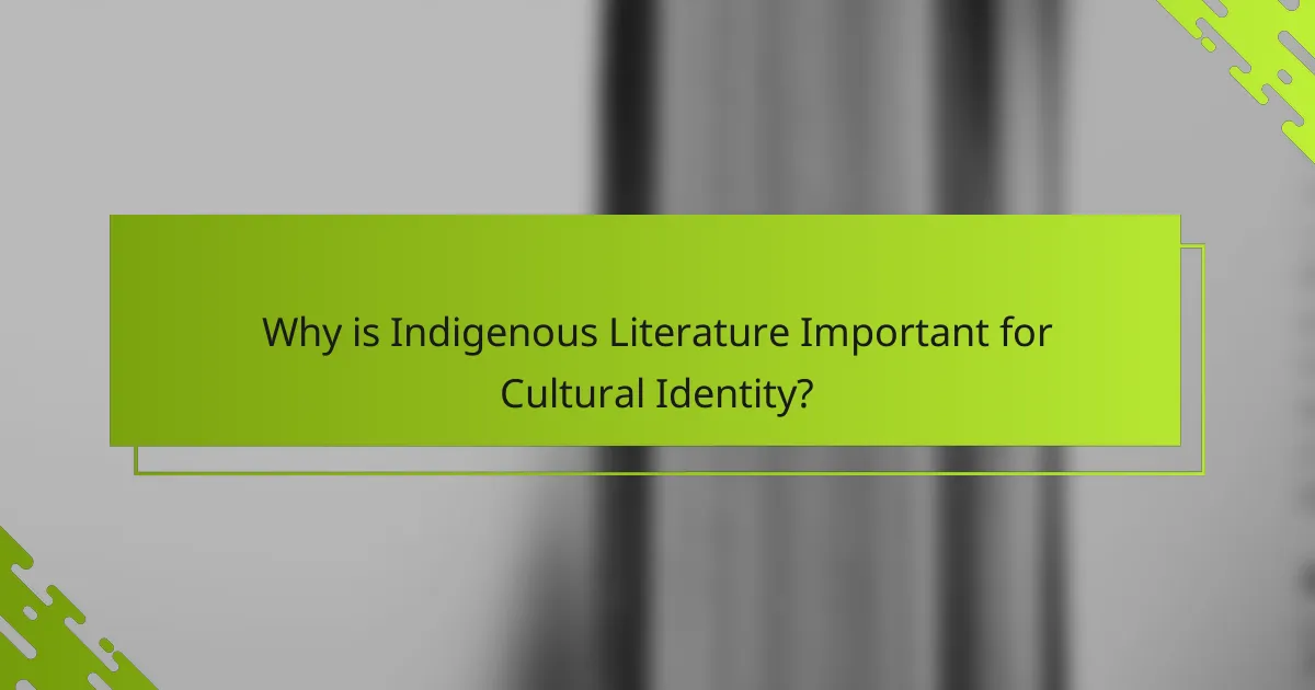 Why is Indigenous Literature Important for Cultural Identity?
